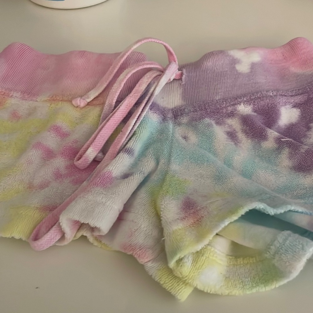 Hard tail kids 14 tie dye short shorts terry cloth